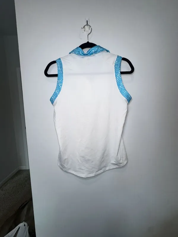 Adidas Women's White Blue Sleeveless Golf Polo Shirt Size S - Image 5