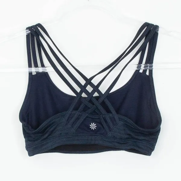 Athleta‎ Womens Athletic Sports Bra Size XS Navy Blue Strappy Crisscross Back - Image 2
