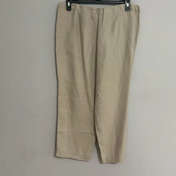 J Jill Love Linen Pants Flax Women’s Beige Tan Elastic Waist - Image 6