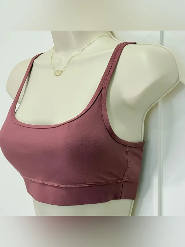 Vuori Mindset Sports Bra XS Cedar Mauve Strappy Workout Yoga Pilates Running - Image 7