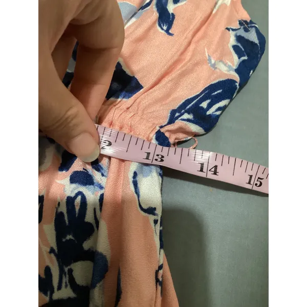 Splendid Floral Maxi Dress Peach Blue V-Neck Smocked Waist RD0190P Medium - Image 5