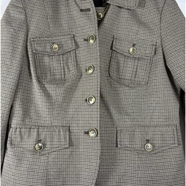The Limited Women Brown‎ Houndstooth Four Pocket Button Front Blazer Jacket Size M - Image 3