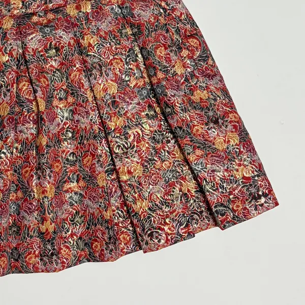 Anthropologie MAEVE Rosie Floral‎ Skirt Pleated Metallic Brocade Pockets Small - Image 4