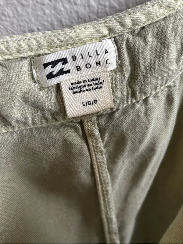 Billabong Light Olive Green Sleeveless Short Overalls - Image 5