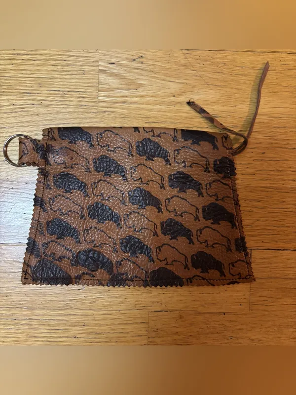 Handmade Small Buffalo Western Coastal Cowgirl Rodeo Boho Zipper Keychain Pouch - Image 2
