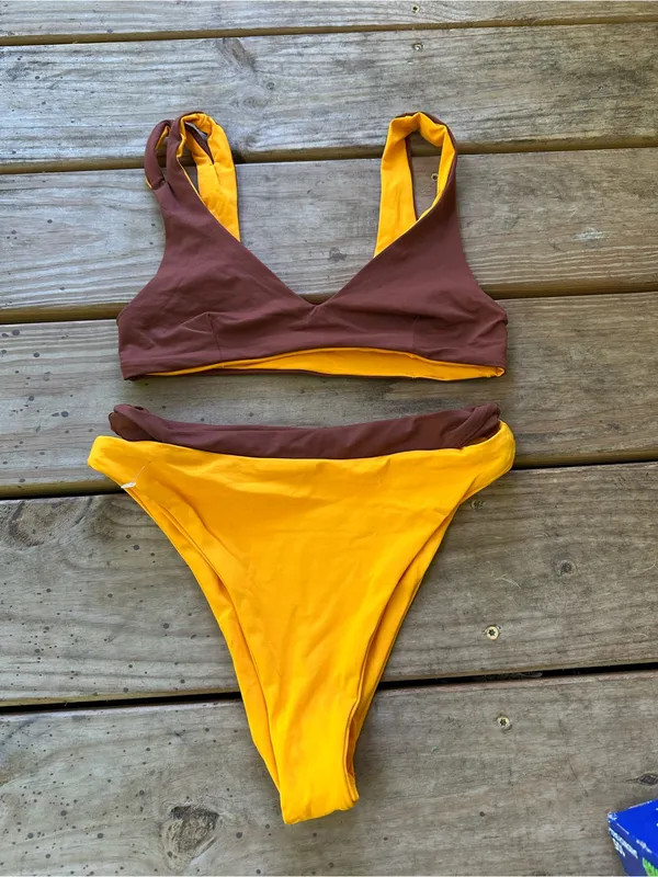 NWOT L*Space bikini set yellow brown small - Image 2