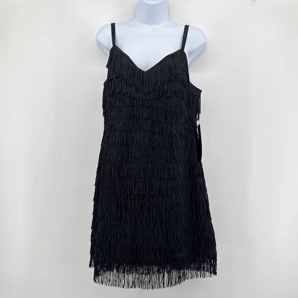 Tuckernuck‎ NWT Black Bristol Fringe Mini Dress Flapper Cocktail Party Large - Image 2