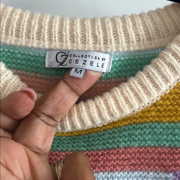Multicolor Striped Fringe Crewneck Sweater - Women - Image 5