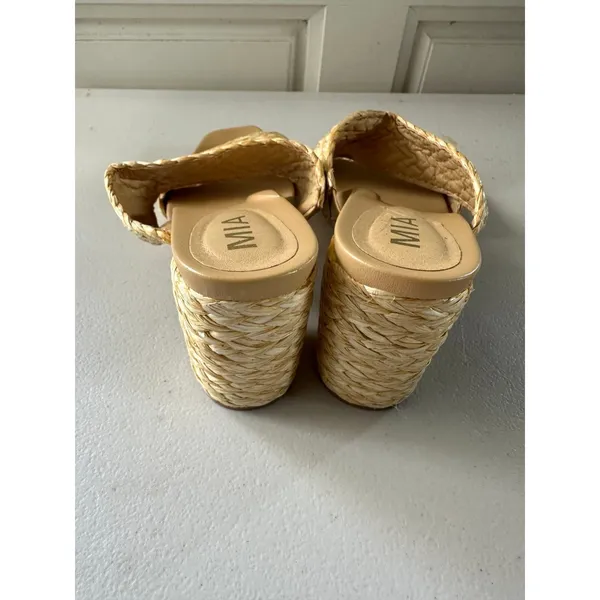 MIA Felicity Wide Double-Band Braided Raffia Block Heel Slip On Sandal 8.5 - Image 3
