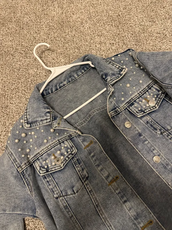 Pearl denim jacket Blue Size M - Image 3