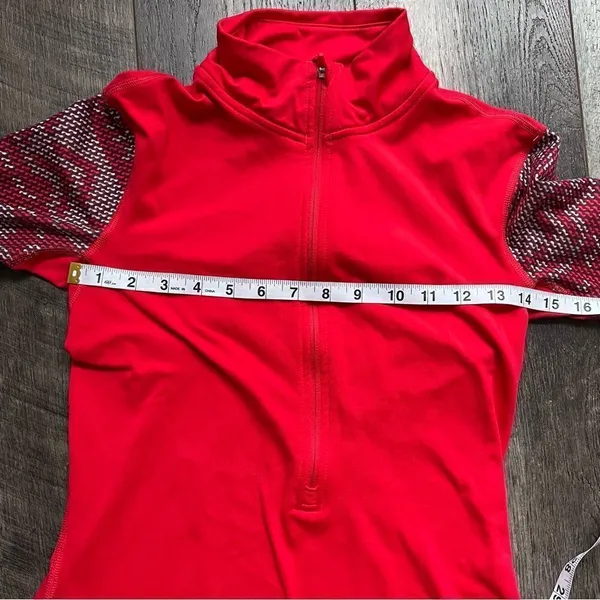 Nike Pro Dri-Fit Long Sleeve 1/2 Zip Pullover Running Top Red Pattern Size Small - Image 3