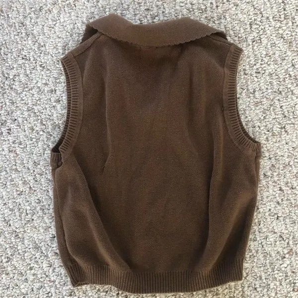 Brandy Melville John galt chocolate brown polo collared tank - Image 2