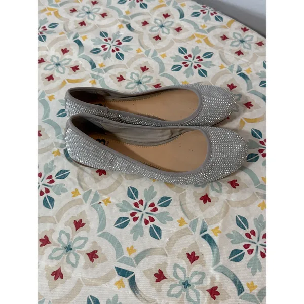Gianni Bini Womens Silver‎ Rhinestone Ballet Flats Grey Sparkly Slip On Shoes 8M - Image 3