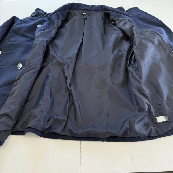 Torrid Navy Blue‎ Double Breasted Pea Coat Pockets Size 1X - Image 9