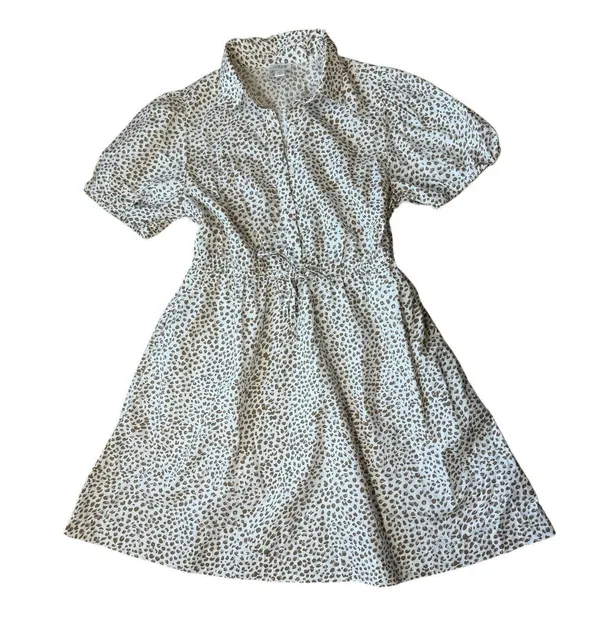 J.Crew Womens Brown Animal Print Short Sleeve Collared Mini Dress Size 4P - Image 2