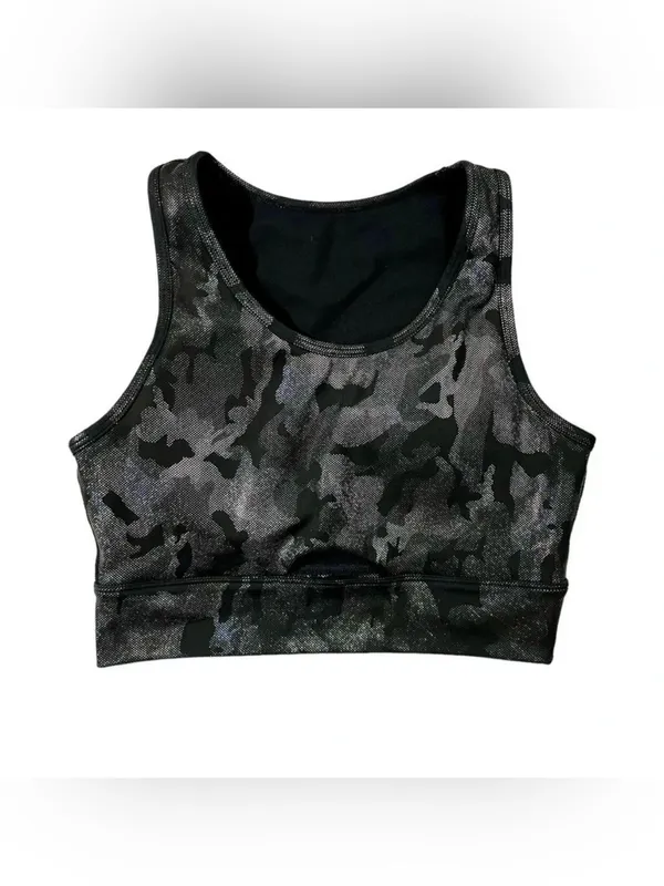 Mono B Metallic Camo Holographic Foil Black Sports Bra - Image 3