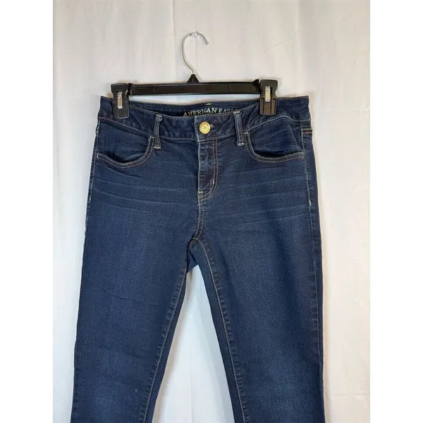 American Eagle Outfitters Jeans Womens 10 Blue Dark Wash Mid Rise Skinny - Image 2