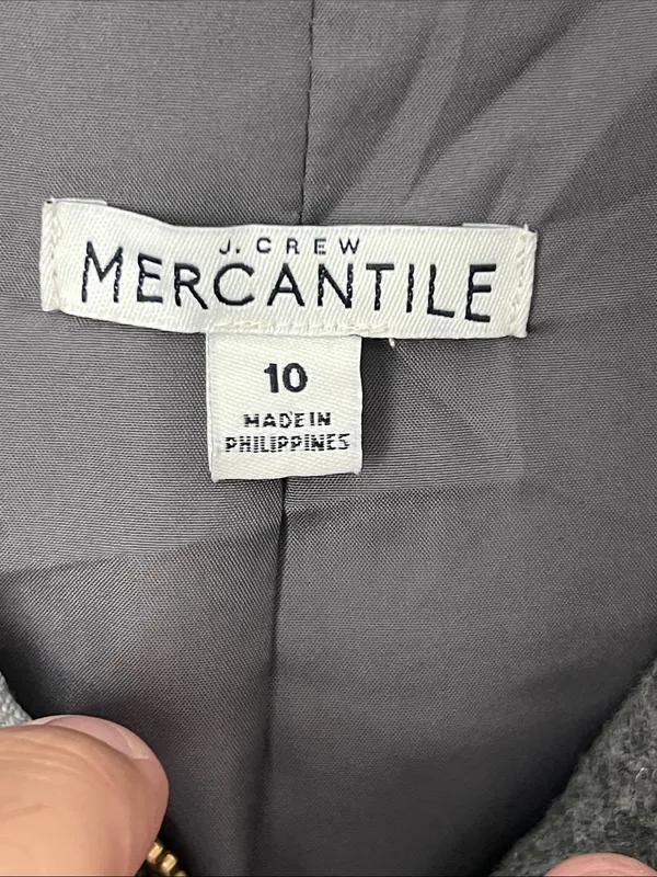 J.Crew Mercantile Gray Wool Blend Faux Fur Hooded Coat Jacket Size 10 ©️ - Image 3