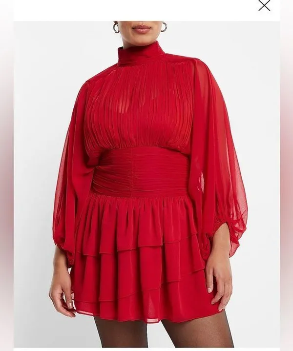 Express mock neck long sleeve ruffle mini dress - Image 10