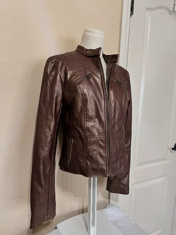 Body Central Brown leather jacket - Image 3