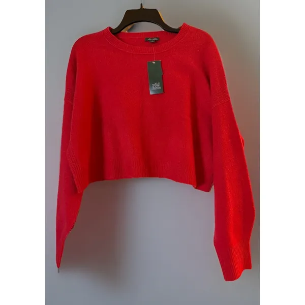 Wild Fable Cropped Lightweight Crewneck Pullover Sweater Red Women’s M New - Image 2