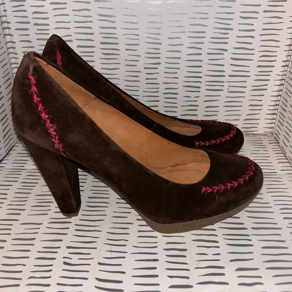 Anthropologie Holding Horses Heels Womens‎ 39 Platform Pump Brown Moc Toe Casual - Image 4