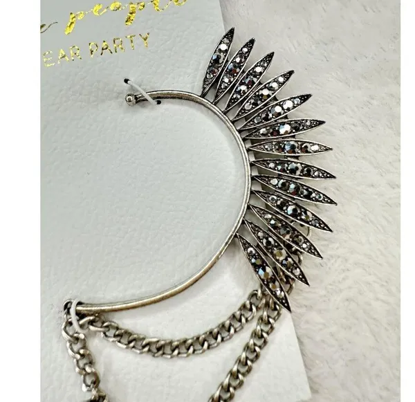 NEW Free People Birds Of A Feather Cocktail Earring Ear Party Cuff Sparkle Retro - Image 2