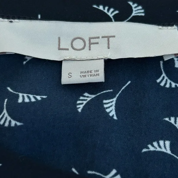 Loft Leaf Print Blouse Navy White Size S - Image 10