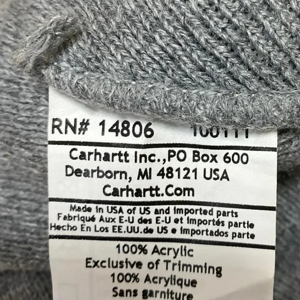 Carhartt Women's Gray Rib Knit Cuffed Snow Winter Bonnet Beanie Hat One Size - Image 3