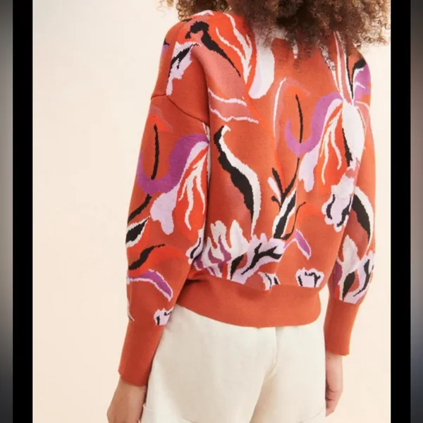 Maeve Rust Floral Sweatshirt Women’s Boat neck Pullover Size Medium - Image 5