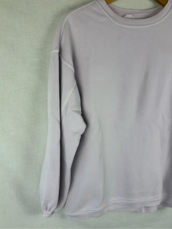 Aerie Oversized Lilac Crewneck Long Sleeve Pullover Size XXS - Image 2