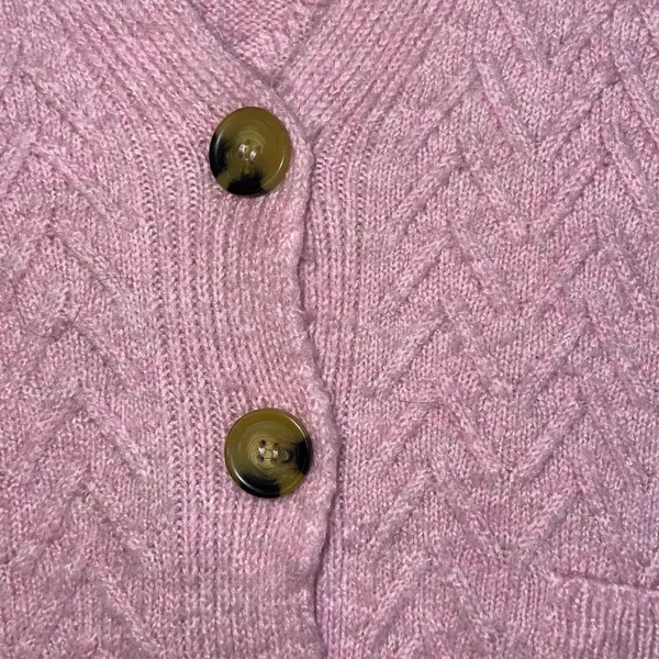 Zara Pink Chunky Knit Button Cropped Cardigan Sweater SZ S Street Chic Casual - Image 3