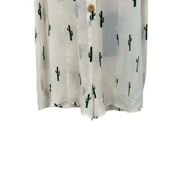 Show Me Your Mumu Remy Romper White‎ Green Cactus Print Button Size Small - Image 6