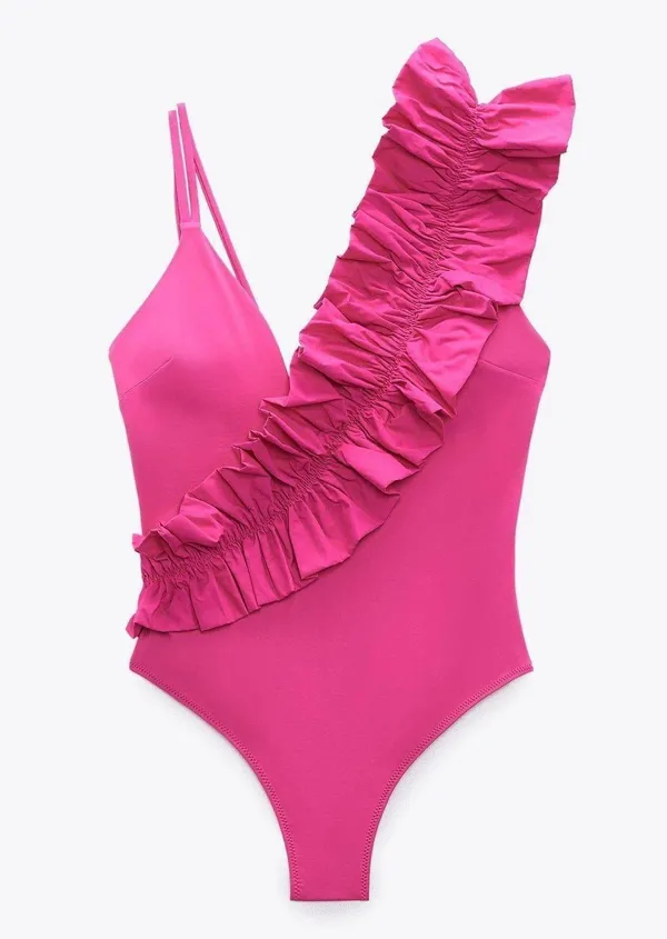 ZARA Pink Ruffle One piece Swimsuit - Image 4