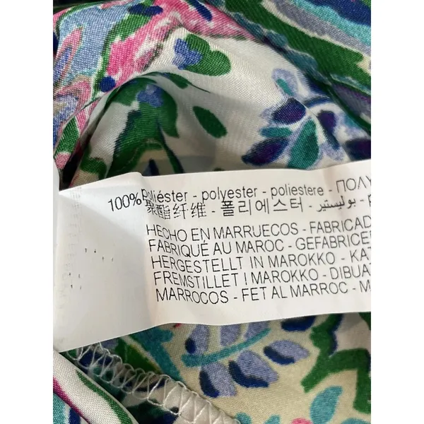 Zara Blouse XXL Paisley Floral Button Front Long Sleeve Shirt Green Pink NWT - Image 7