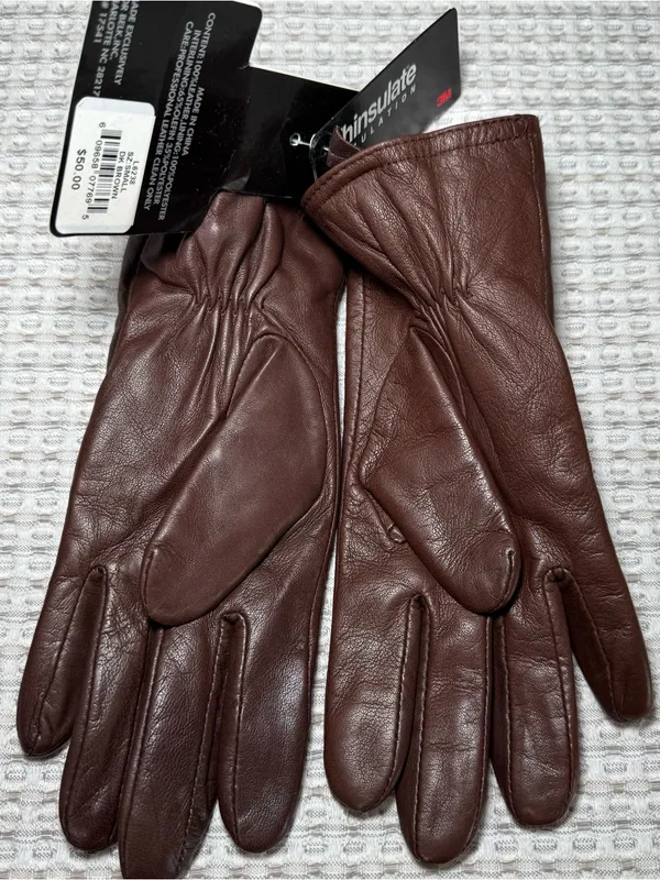 Ladies Genuine Leather Thinsulate 40 Gram Insulated Gloves Brown Size Small New - Image 8