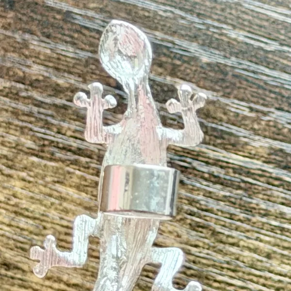 Source Unknown Silver Tone Rhinestone Gecko Slide Pendant Lizard Charm - Image 4