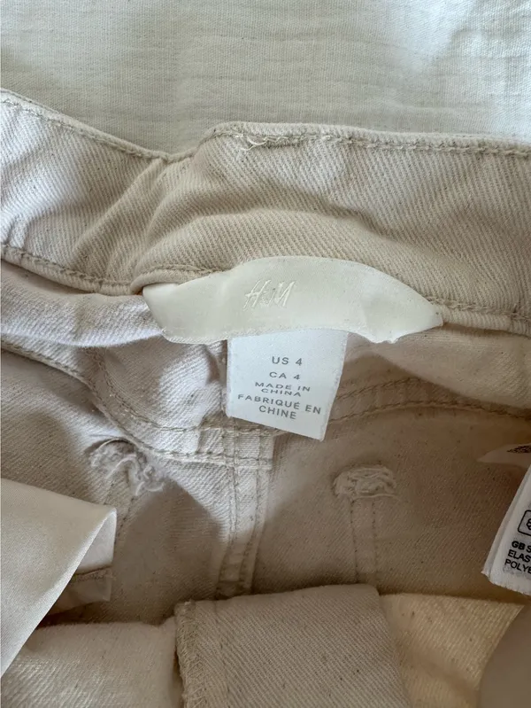H&M cropped fringe white denim pants - Image 2