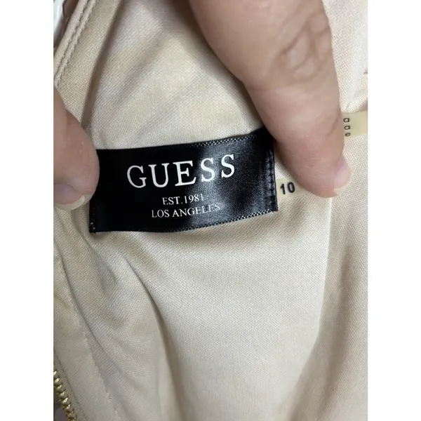 Guess Sleeveless Dress Champagne Gold Size 10 Sequins Sparkling Elegant Club - Image 6