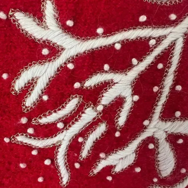 Vintage 100% Boiled Wool Red Embroidery Snowflake Vest Size L - Image 3