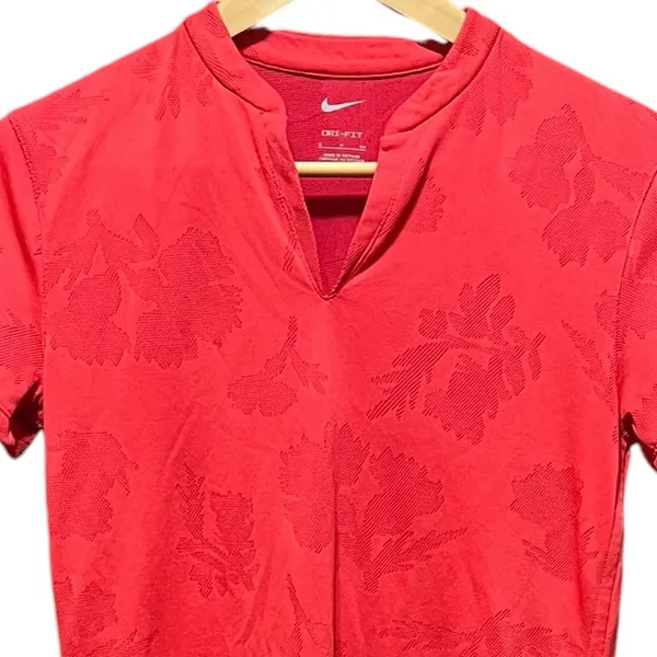 NIKE WOMEN DRI FIT VICTORY GOLF V-Neck POLO Size‎ Small Red - Image 5