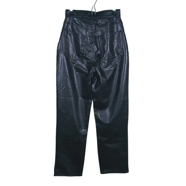 Abercrombie Curve Love Faux Leather Ankle Straight Pants Size 23 (000) Black - Image 3