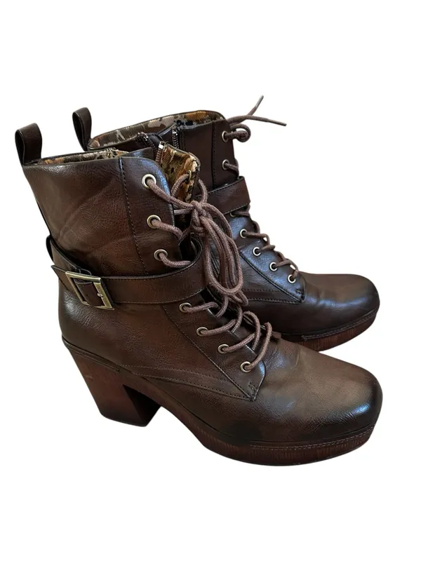 Korks Lace-up Ankle Boots Chunky Heel Platform Goth Grunge Steampunk Gorpcore - Image 7