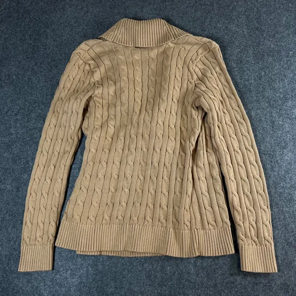 Lauren Ralph Lauren Camel Cable Knit Buckle Cardigan Sweater NWT Medium Designer - Image 2