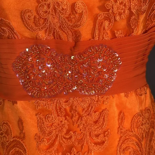 Women’s Orange Tea Length Formal Mother of the Bride Dress Corset Back Size 14 - Image 3