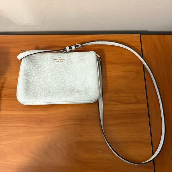 Kate Spade New York Crossbody Bag Purse Small Powder Blue Leather Triple Gusset‎ - Image 5