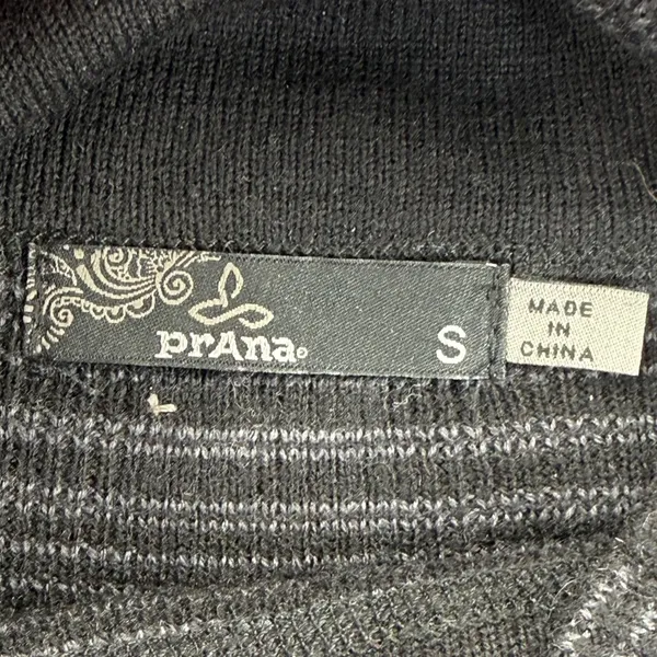 prAna Women Black Gray Striped Wool‎ Blend Funnel Neck Sweater Dress Small - Image 2