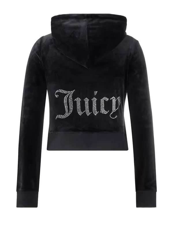 Juicy Couture Women's OG Big Bling Velour Hoodie‎ Black Size XS - Image 4