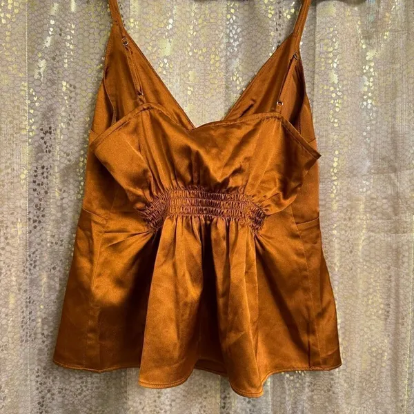 Abercrombie & Fitch Copper Orange Satin Tie Front Cami Tank Small NWT‎ - Image 2