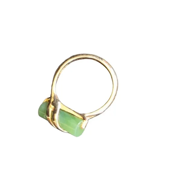 Vintage Green Jade Statement Ring Size 5.5 1960s Era - Image 2